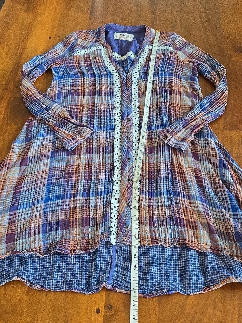 Anthropologie Holding Horses Plaidcand Crochet Lace Mini Dress Size Small - Picture 6 of 7